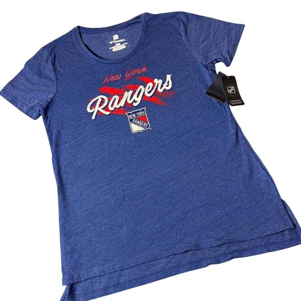 Fanatics New York Rangers Womens M Blue Heather NHL Short Sleeve T-Shirt NWT